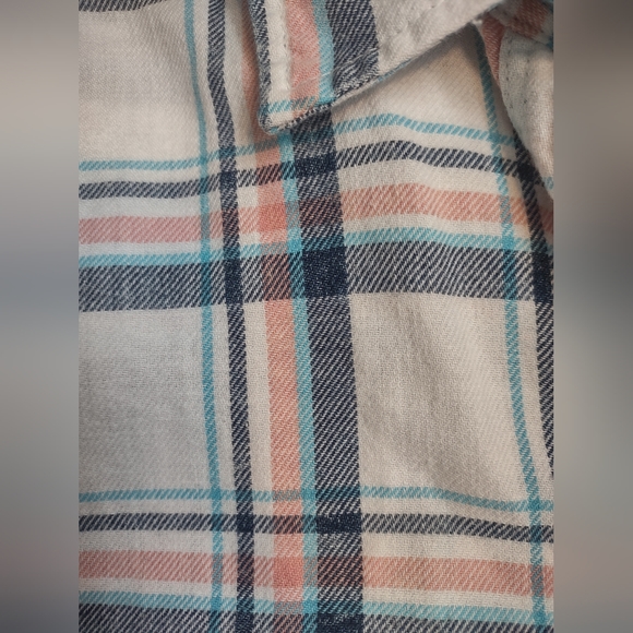 American Eagle Outfitters Boyfriend Fit Flannel In Pink/Blue/White Size Medium - Picture 3 of 5